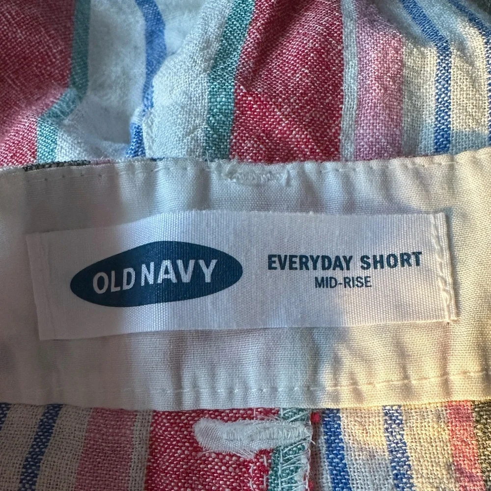 Old Navy Mid-Rise Linen Blend Everyday Shorts sz 6 Red Blue Green Pink Summer